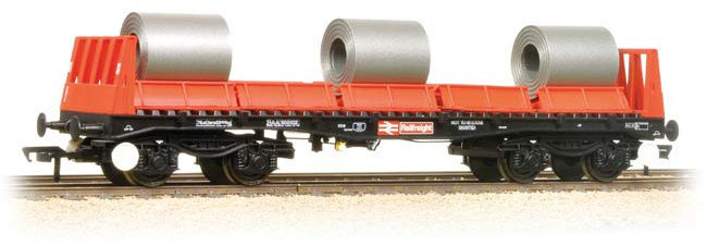 Bachmann 38-352A British Rail BAA/BAB 40ft Bogie Steel Wagon British Rail Railfreight Red & Black 900102 Image