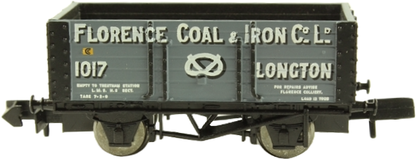 Graham Farish 373-181 British Railways 7 Plank Wagon Florence Coal & Iron Company Limited Grey 1017 Image