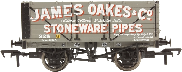 Bachmann 37-076W British Railways 7 Plank Wagon James Oakes & Company Stoneware Pipes 326 Image