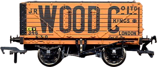 Bachmann 37-080 British Railways 7 Plank Wagon J.R. Wood & Company Limited Orange 346 Image