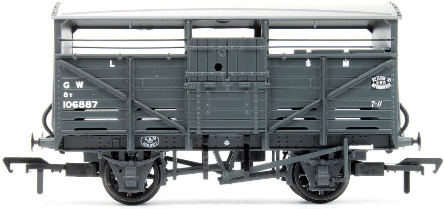 Bachmann 37-711D Great Western Railway 8T/12T Cattle Wagon Great Western Railway Dark Grey 106887 Image