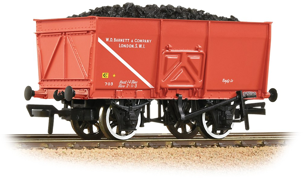 Bachmann 37-429 British Railways 16T Slope-Sided Steel Mineral Wagon W. D. Barnett & Company Red 703 Image