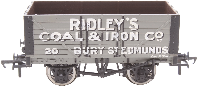 Bachmann 37-101U British Railways 7 Plank Wagon Ridley's Coal & Iron Company Grey 20 Image