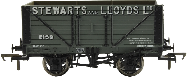 Bachmann 37-150 British Railways 8 Plank Wagon Stewarts & Lloyds Limited Grey 6159 Image