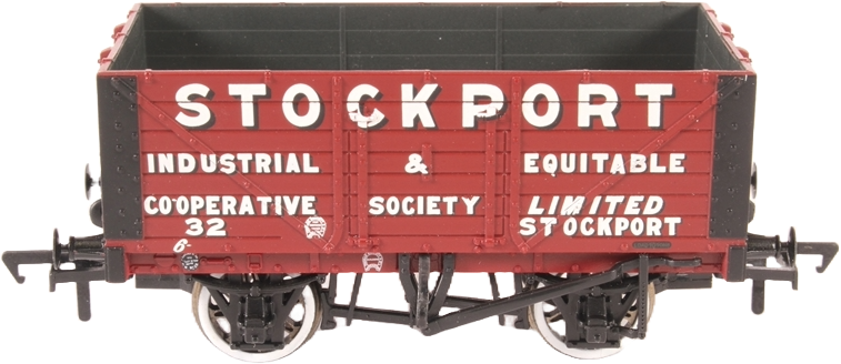 Bachmann 37-076Y British Railways 7 Plank Wagon Stockport Industrial & Equitable Co-operative Society Limited Red 32 Image