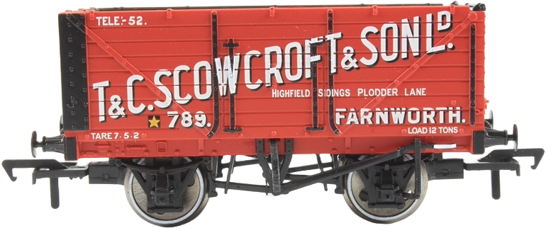 Bachmann 37-075K8 British Railways 7 Plank Wagon T. & C. Scowcroft & Son Limited Red 789 Image