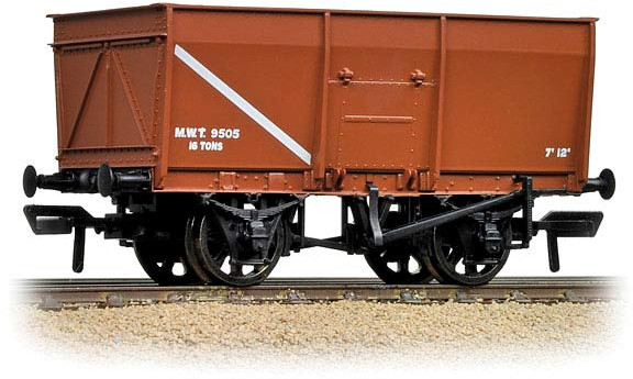 Bachmann 37-451B British Railways 16T Slope-Sided Steel Mineral Wagon Ministry of War Transport Brown M.W.T. 9505 Image