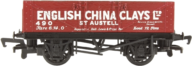 Bachmann 33-054 British Railways 5 Plank Wagon English China Clays Red 490 Image